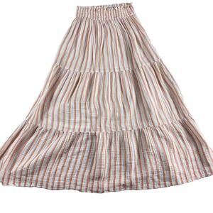 Marine Layer Striped Midi Skirt - Orange and White